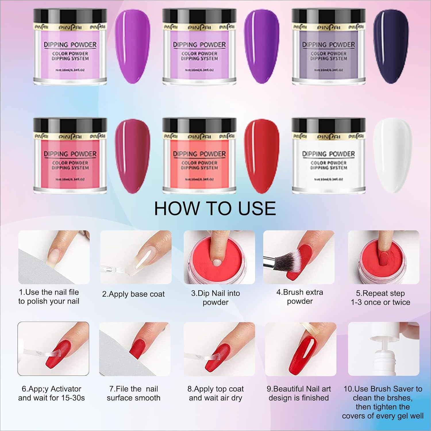 Naildip™ Dip Powder Nails Starter Kit, inkl. 6 Farben